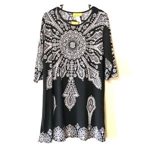 NWT Black Dress W/ Rhinestone and White Design